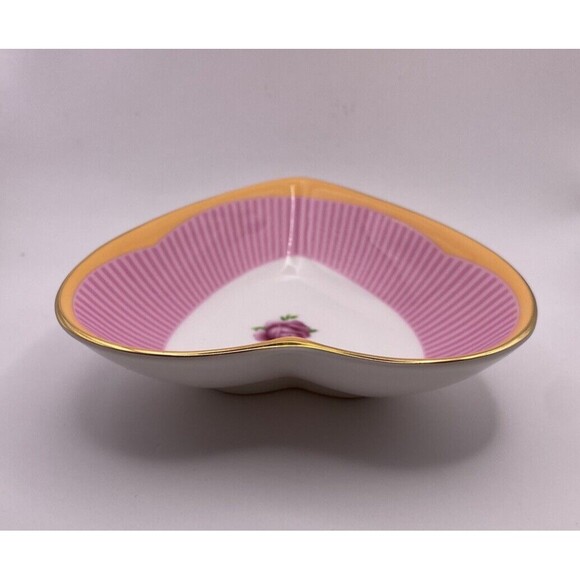 Royal Albert Sweet Stripe Candy Collection Heart Dish Used - Picture 8 of 16